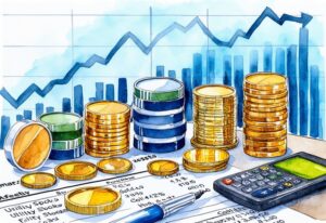 A collection of utility stocks, gold, bonds, and other defensive assets displayed on a financial report